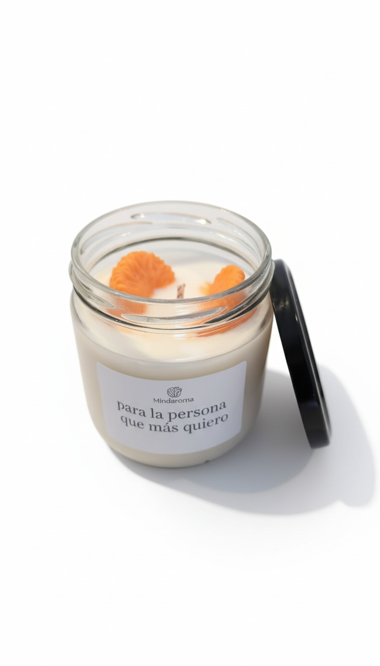 Etiqueta blanca personalizada para vela de naranja