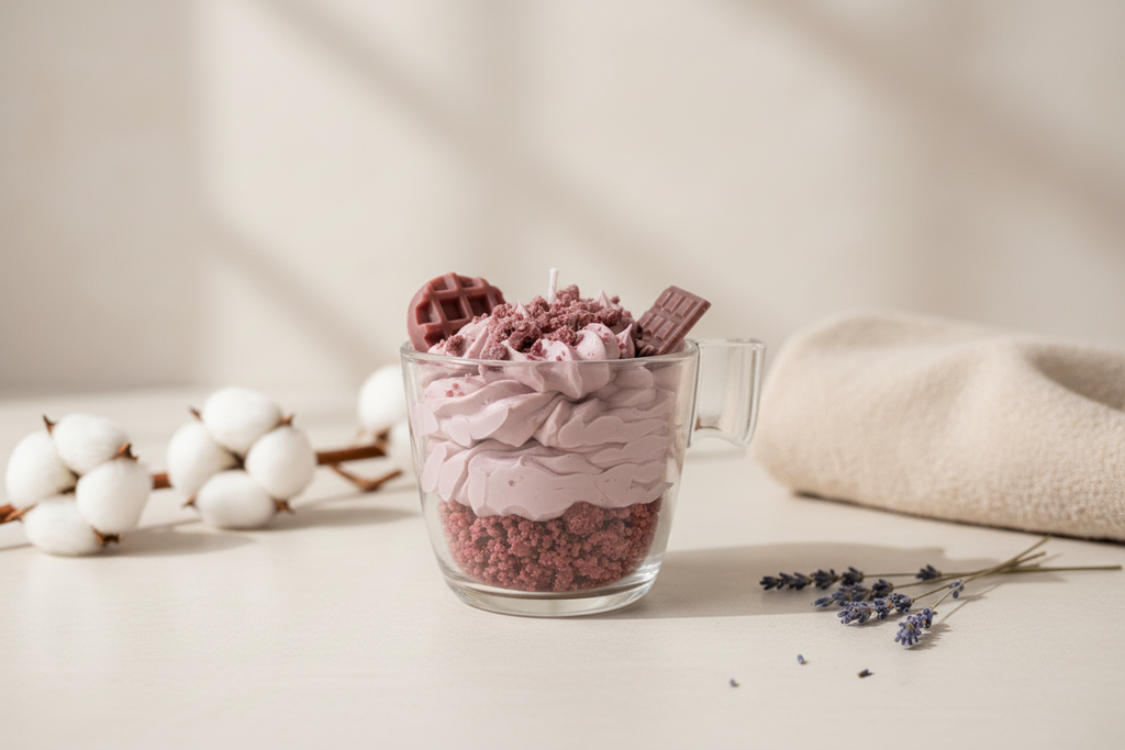 Vela aromática chocolate y crema lifestyle