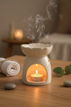 Quemador con vela encendida