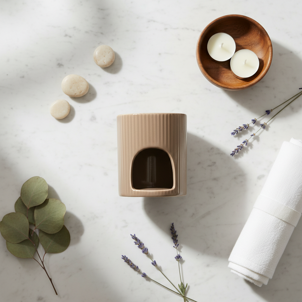 Quemador taupe flat lay