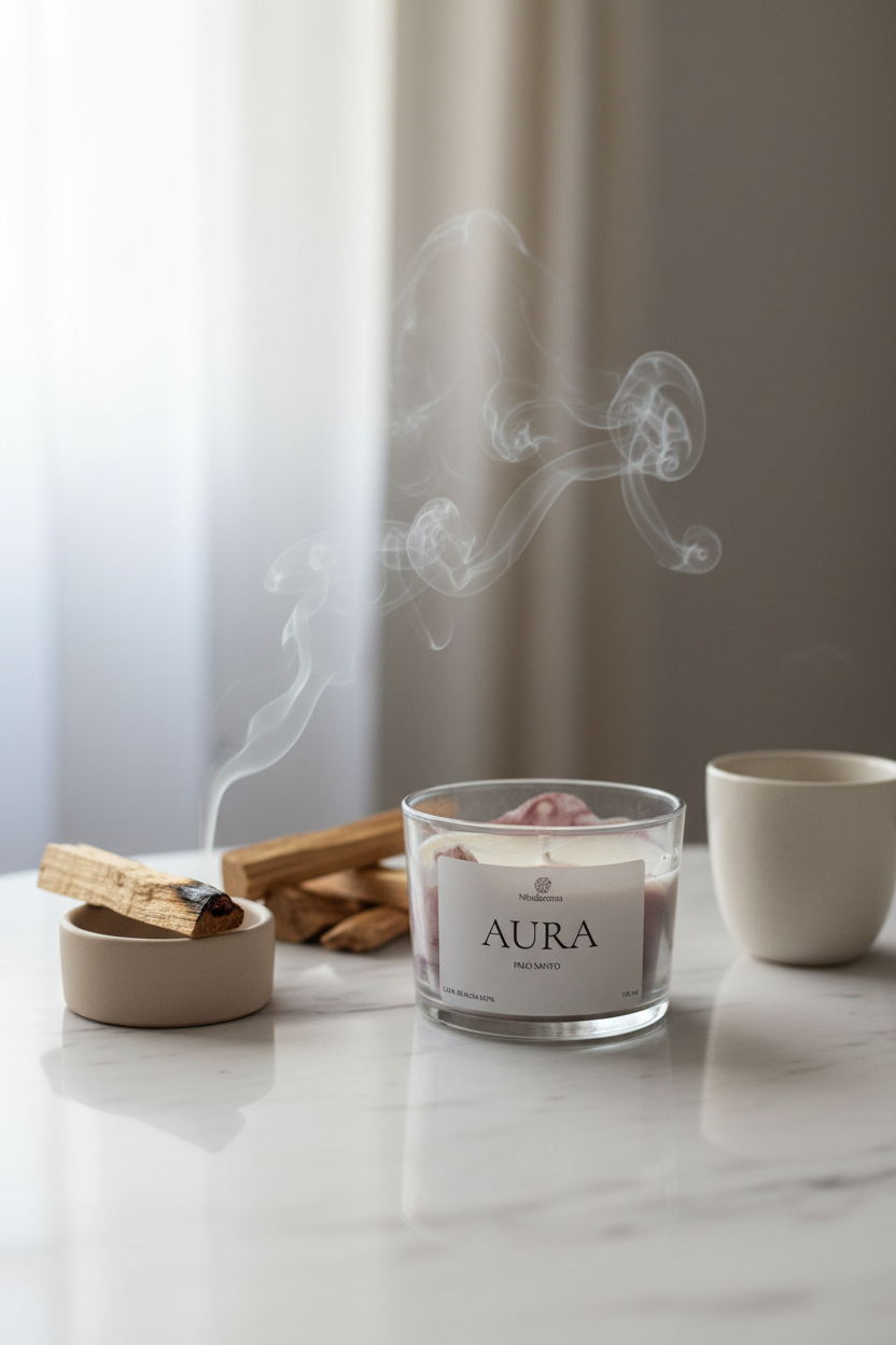 Vela Aura con palo santo 3