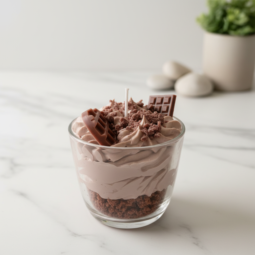 Vela chocolate ángulo 45 grados