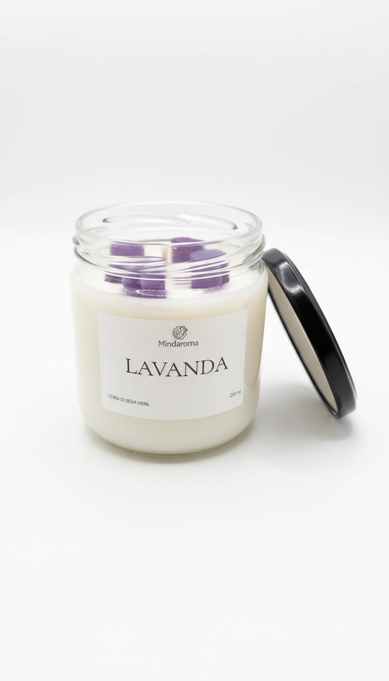 Vela de Lavanda con fondo blanco de estudio