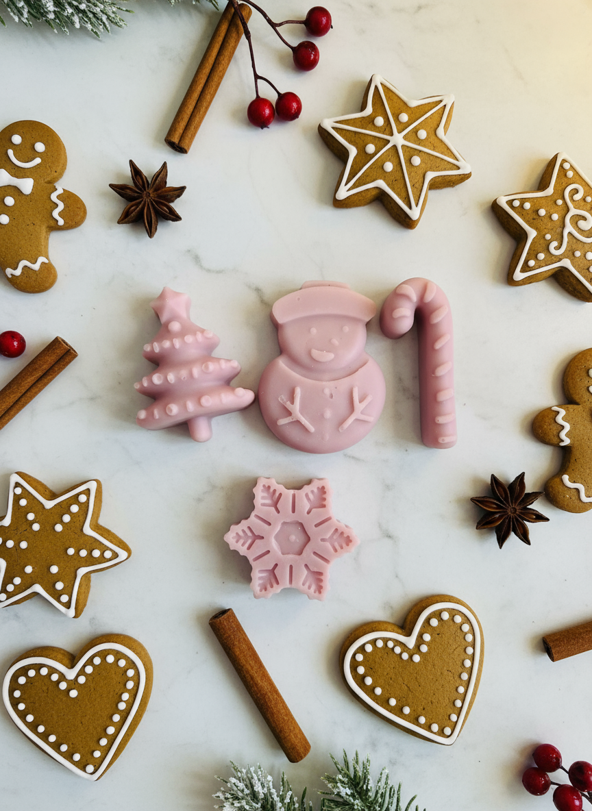 Wax melts de galleta de jengibre con decoración navideña